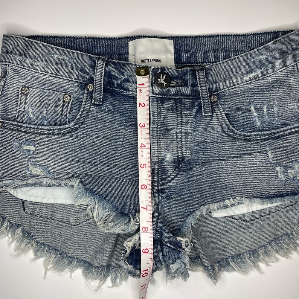 One teaspoon Revolve Rocky Bonitas Low Waist Cotton Raw Hem Denim Jean Shorts 26 - Picture 8 of 9